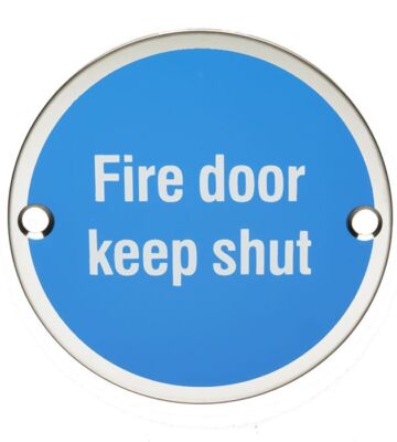 Carlisle Brass SEX1016BSS 76 X 1.5mm Fire Door Sign – Keep Shut – Face Fix