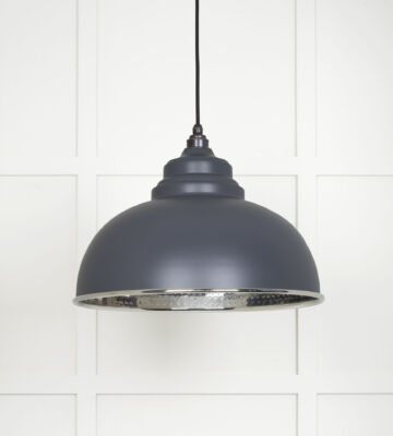 From The Anvil Hammered Nickel Harborne Pendant In Slate