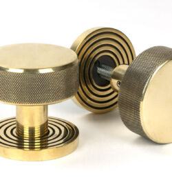 Brompton Knurled Mortice/Rim Door Knobs (Pair) - Polished Brass