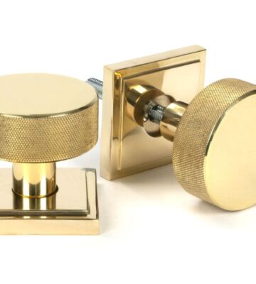 From The Anvil Polished Brass Brompton Mortice/Rim Knob Set Knob (Square)