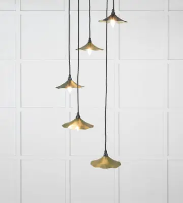 From The Anvil Smooth Brass Flora Cluster Pendant in Heath