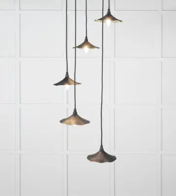 From The Anvil Smooth Brass Flora Cluster Pendant in Soot