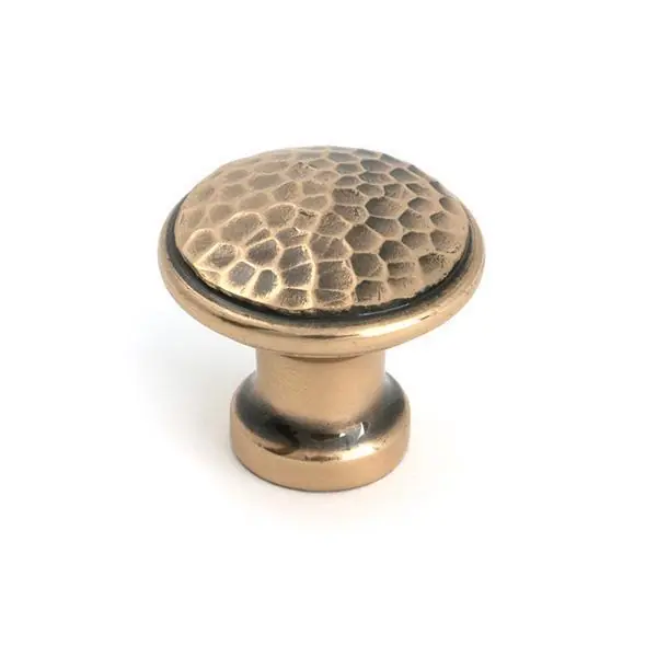 From The Anvil Polished Bronze Hammered Cabinet Knob - Medium